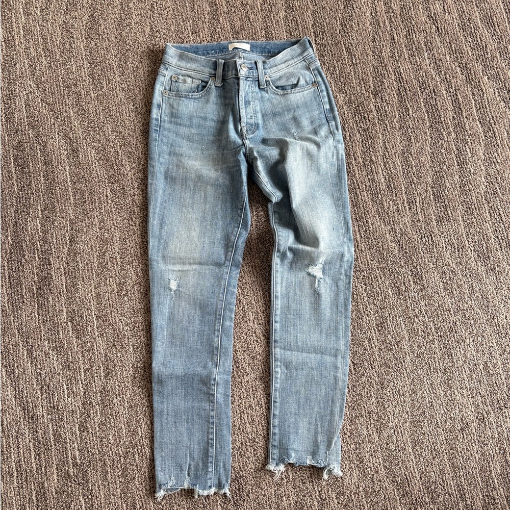 Distressed Blue Jeans